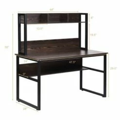 Costway Computer Desk with Hutch Bookshelf Home Office Study Wrting Desk Space Saving