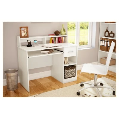 Axess Wood Computer Desk with Hutch White - South Shore 3 Axess Wood Computer Desk with Hutch White - South Shore