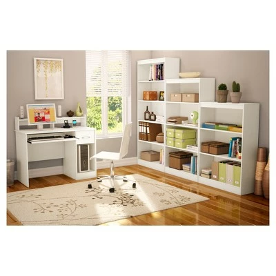 Axess Wood Computer Desk with Hutch White - South Shore 4 Axess Wood Computer Desk with Hutch White - South Shore - Image 2