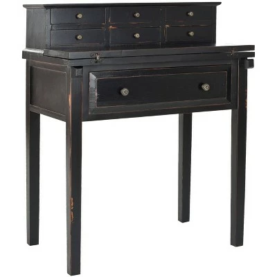Catalonia Wood Writing Desk with Drawers - Safavieh Black 4 Catalonia Wood Writing Desk with Drawers - Safavieh Black - Image 2