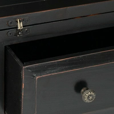Catalonia Wood Writing Desk with Drawers - Safavieh Black 5 Catalonia Wood Writing Desk with Drawers - Safavieh Black - Image 3