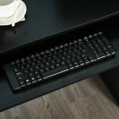 HOMCOM Computer Desk with Sliding Keyboard & Storage Shelves Cabinet and Drawer Home Office Gaming Table Workstation Black Wood Grain -Outlet Desks Store unnamed file 7177