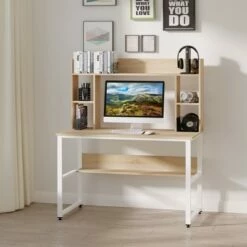 HomCom Home Office Computer Desk with Storage Shelf Hutch