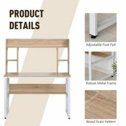 HomCom Home Office Computer Desk with Storage Shelf Hutch -Outlet Desks Store unnamed file 7180