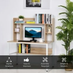 HomCom Home Office Computer Desk with Storage Shelf Hutch -Outlet Desks Store unnamed file 7182