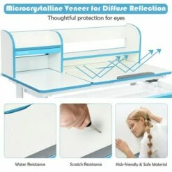 Costway Adjustable Height Kids Study Desk Drafting Table Computer Station PinkBlue -Outlet Desks Store unnamed file 7257