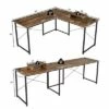 Costway L-Shaped Reversible Computer Desk 2-Person Long Table w/Monitor Stand -Outlet Desks Store unnamed file 7305