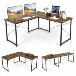 Costway L-Shaped Reversible Computer Desk 2-Person Long Table w/Monitor Stand -Outlet Desks Store unnamed file 7313