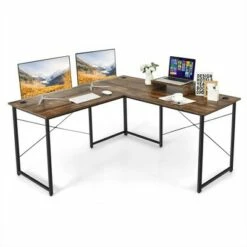 Costway L-Shaped Reversible Computer Desk 2-Person Long Table w/Monitor Stand -Outlet Desks Store unnamed file 7314