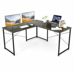 Costway L-Shaped Reversible Computer Desk 2-Person Long Table w/Monitor Stand -Outlet Desks Store unnamed file 7318