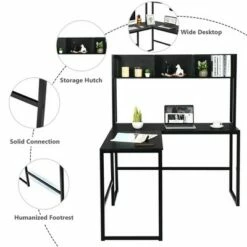 Costway 55'' L-Shaped Desk Corner Computer Desk w/Hutch Black -Outlet Desks Store unnamed file 7336