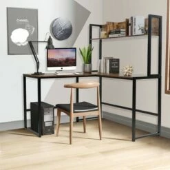Costway Industrial L-Shaped Desk w/Hutch Bookshelf 55'' Corner Computer Desk Gaming Table -Outlet Desks Store unnamed file 7345