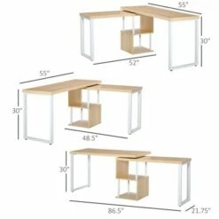 HomCom 55" Rotating L-Shaped Computer Desk Workstation with Storage Shelf -Outlet Desks Store unnamed file 7356