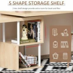 HomCom 55" Rotating L-Shaped Computer Desk Workstation with Storage Shelf -Outlet Desks Store unnamed file 7357