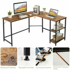 Costway L Shaped Corner Computer Desk Home Office Workstation w/ Storage Shelves 17 Costway L Shaped Corner Computer Desk Home Office Workstation w/ Storage Shelves -Outlet Desks Store unnamed file 7370