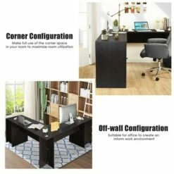 Costway L-Shaped Corner Computer Desk Writing Table Study Workstation Drawers -Outlet Desks Store unnamed file 7385