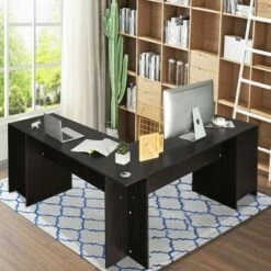 Costway L-Shaped Corner Computer Desk Writing Table Study Workstation Drawers -Outlet Desks Store unnamed file 7387