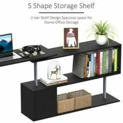 HomCom 55" Modern L-Shaped Rotating Computer Desk with Shelves -Outlet Desks Store unnamed file 7396