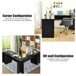 Costway L-Shaped Corner Computer Desk Writing Table Study Workstation w/ Drawers Storage -Outlet Desks Store unnamed file 7409