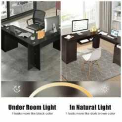 Costway L-Shaped Corner Computer Desk Writing Table Study Workstation w/ Drawers Storage -Outlet Desks Store unnamed file 7411