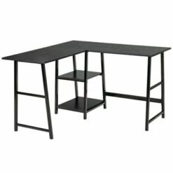 Costway L Shaped Corner Computer Desk Study Table w/Storage Shelves Black/Rustic Brown -Outlet Desks Store unnamed file 7431