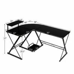 Costway 58'' x 44'' L-Shaped Computer Gaming Desk w/ Monitor Stand & Host Tray Home Office -Outlet Desks Store unnamed file 7504