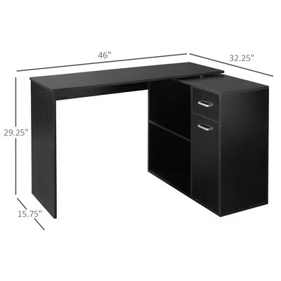 HomCom L-Shaped Computer Desk Workstation with Rotating Storage Shelves and Drawer 6 HomCom L-Shaped Computer Desk Workstation with Rotating Storage Shelves and Drawer - Image 4