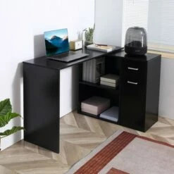 HomCom L-Shaped Computer Desk Workstation with Rotating Storage Shelves and Drawer 18 HomCom L-Shaped Computer Desk Workstation with Rotating Storage Shelves and Drawer -Outlet Desks Store unnamed file 7521