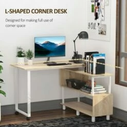 HomCom Rotating L-Shaped Home Office Computer Desk with Book Shelves -Outlet Desks Store unnamed file 7524