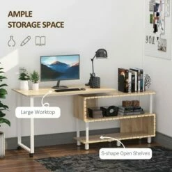 HomCom Rotating L-Shaped Home Office Computer Desk with Book Shelves -Outlet Desks Store unnamed file 7525