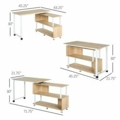 HomCom Rotating L-Shaped Home Office Computer Desk with Book Shelves -Outlet Desks Store unnamed file 7526