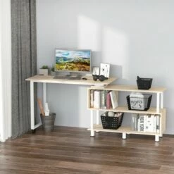 HomCom Rotating L-Shaped Home Office Computer Desk with Book Shelves -Outlet Desks Store unnamed file 7530