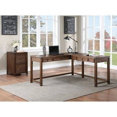 Baton Rouge L Shaped Desk - OSP Home Furnishings Champagne Oak 10 Baton Rouge L Shaped Desk - OSP Home Furnishings Champagne Oak - Image 8