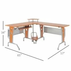 HomCom L-Shaped Corner Computer Office Desk Workstation with Elevated Shelf, Rolling Keyboard Tray, and CPU Stand -Outlet Desks Store unnamed file 7547