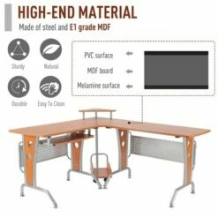 HomCom L-Shaped Corner Computer Office Desk Workstation with Elevated Shelf, Rolling Keyboard Tray, and CPU Stand -Outlet Desks Store unnamed file 7548