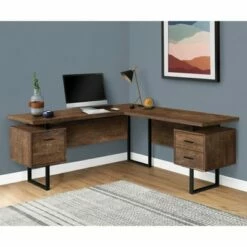 Monarch Specialties Left or Right Facing L Shaped 70-Inch Modern Home Office Corner Computer Study Writing Desk with Drawers