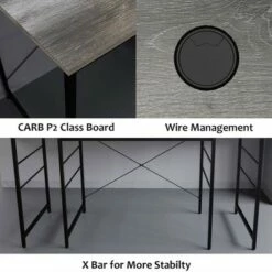 Bestier Industrial Customizable L Shaped Corner or Long Home Office Study Desk w/ Adjustable Shelf, Adaptable Design, and Cable Holes 59.45 Inch Gray 8 Bestier Industrial Customizable L Shaped Corner or Long Home Office Study Desk w/ Adjustable Shelf, Adaptable Design, and Cable Holes 59.45 Inch Gray -Outlet Desks Store unnamed file 7573