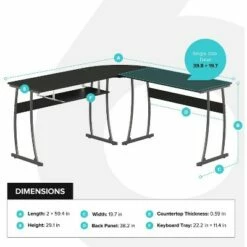 RIF6 L Shaped Modern Computer Home Office Gaming Desk with Keyboard Tray and Cable Management, Easy Assembly, Black -Outlet Desks Store unnamed file 7599