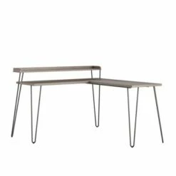 Panama L Desk with Riser - Room & Joy White/gold