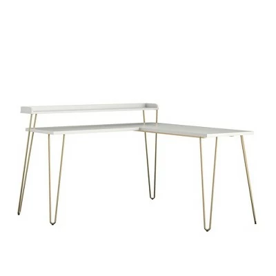 Panama L Desk with Riser - Room & Joy White/gold 16 Panama L Desk with Riser - Room & Joy White/gold - Image 14
