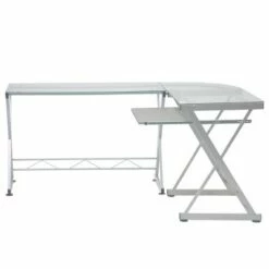 L-Shaped Computer Desk Silver/Clear - Techni Mobili -Outlet Desks Store unnamed file 7649