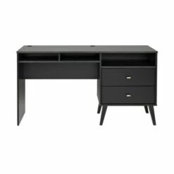 Milo Computer Desk with Side Storage and 2 Drawers - Prepac Drifted Gray