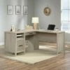 Pacific View L-Shaped Desk with Drawer Chalked Chestnut - Sauder