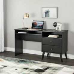 Milo Computer Desk with Side Storage and 2 Drawers - Prepac Drifted Gray -Outlet Desks Store unnamed file 771