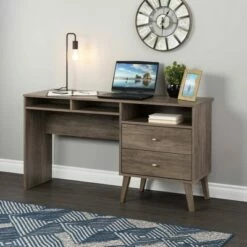 Milo Computer Desk with Side Storage and 2 Drawers - Prepac Drifted Gray -Outlet Desks Store unnamed file 772