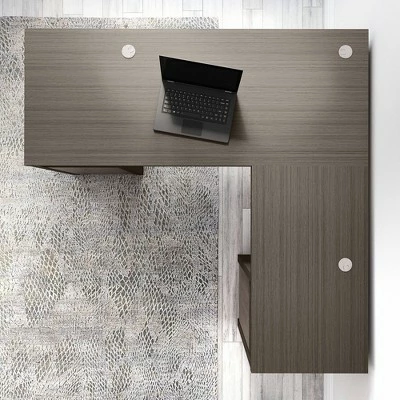 Bristol Modern L Shaped Computer Desk with Storage Cabinets and Shelves Restored Gray - Bush Furniture 8 Bristol Modern L Shaped Computer Desk with Storage Cabinets and Shelves Restored Gray - Bush Furniture - Image 6