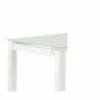 Metal L Shape Desk with Frosted Glass Top and Block Legs White - Benzara