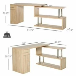HomCom L-Shaped Rotating Computer Desk Workstation with Storage Shelves, Cabinet and Drawer -Outlet Desks Store unnamed file 7858