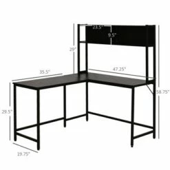 HomCom Metal Framed L-Shaped Computer Desk with Hutch and Storage Shelves -Outlet Desks Store unnamed file 7876