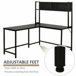 HomCom Metal Framed L-Shaped Computer Desk with Hutch and Storage Shelves -Outlet Desks Store unnamed file 7877
